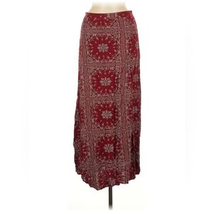 Kiss + Cry Elegant Burgandy Orange/Red Patterned Boho Skirt